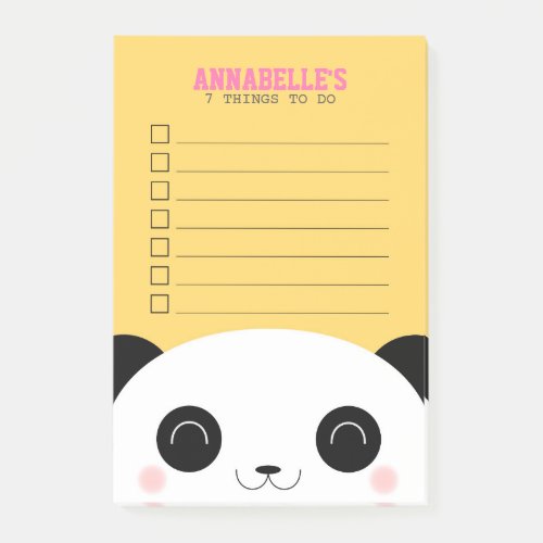 Cute Kawaii Panda Face Kids To Do List Post_it Notes