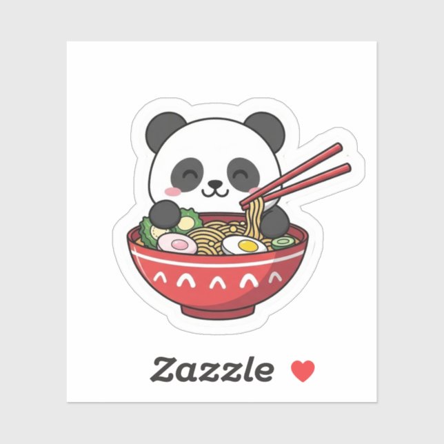 Cute  Kawaii Panda in Ramen Bowl Noodle Sticker (Sheet)
