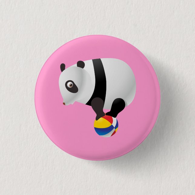 Cute Kawaii Panda on Ball Pinback Button (Front)