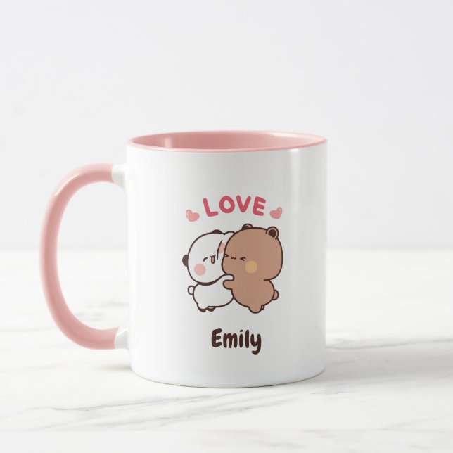 Cute Kawaii Panda | Personalized Add Your Name Mug (Left)