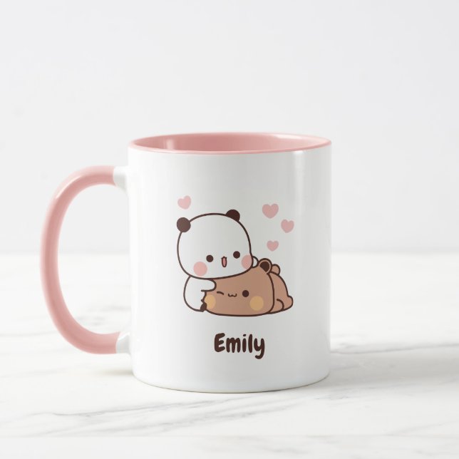 Cute Kawaii Panda | Personalized Add Your Name Mug (Left)