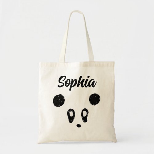 Cute Kawaii Panda Personalized Tote Bag add a name
