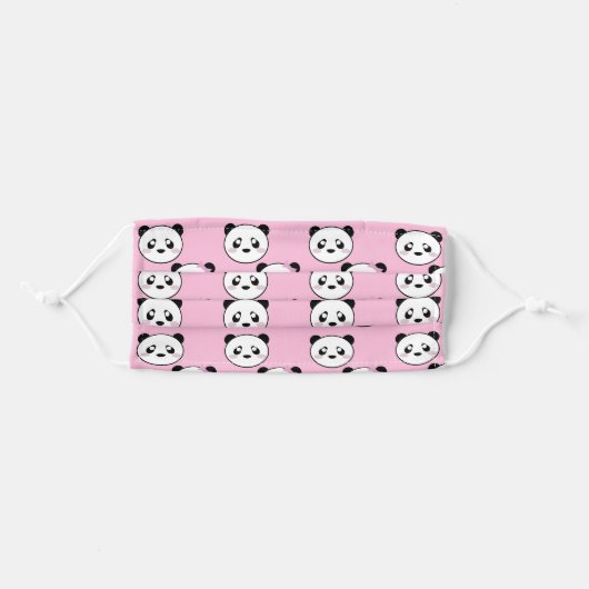 Cute Kawaii Panda Pink Adorable Sweet Adult Cloth Face Mask (Front, Folded)