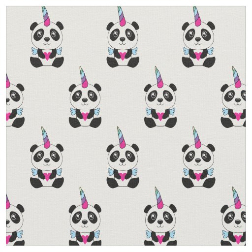 Cute Kawaii Panda Unicorn Pandicorn Pattern Fabric