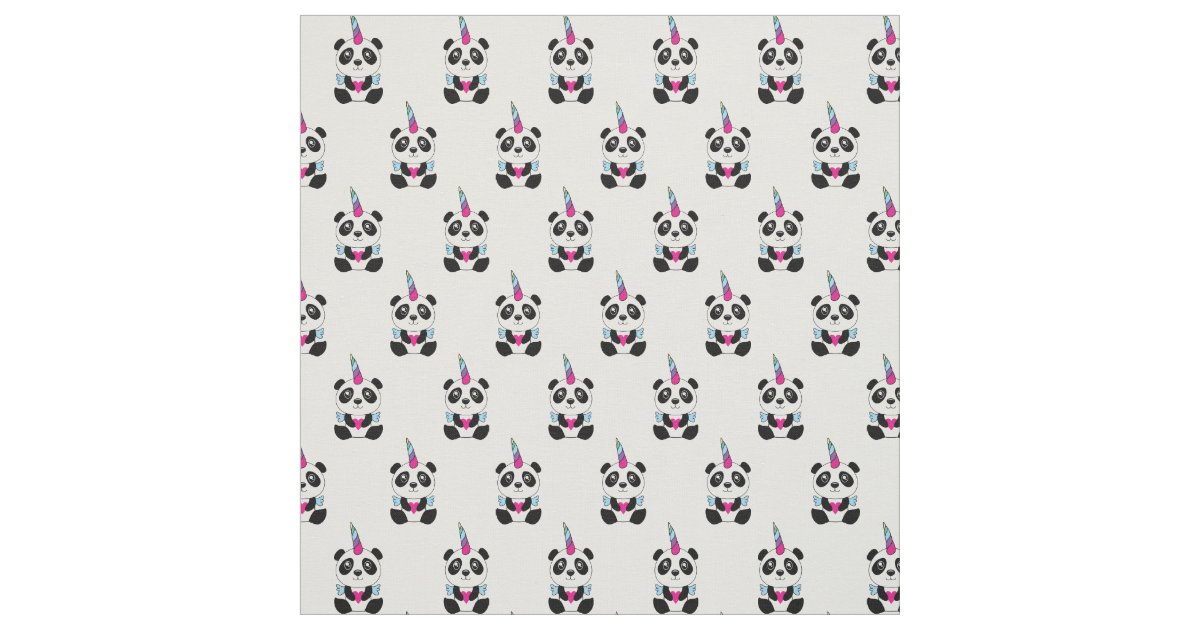 Cute Kawaii Panda Unicorn Pandicorn Pattern Fabric | Zazzle
