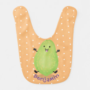 Cute kawaii papaya paw paw cartoon illustration baby bib