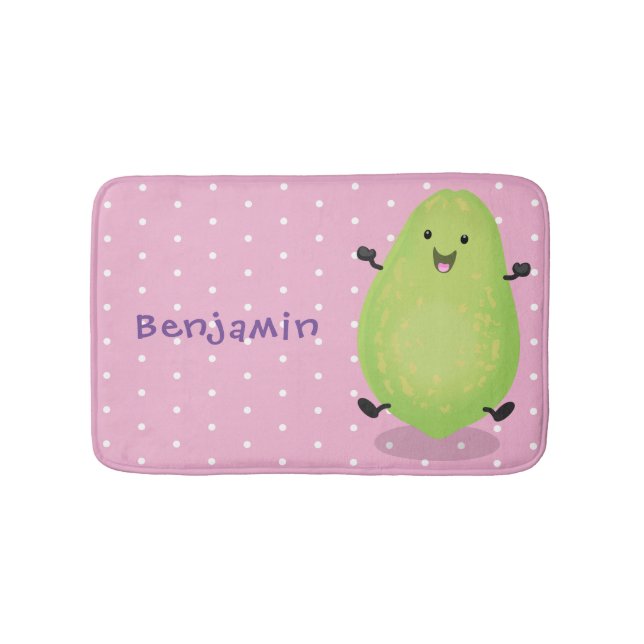 Cute kawaii papaya paw paw cartoon illustration bath mat (Front)