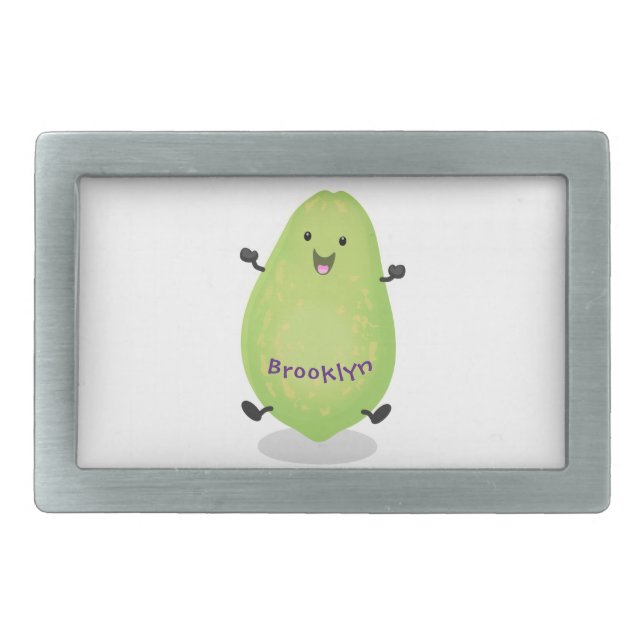Cute kawaii papaya paw paw cartoon illustration belt buckle (Front)