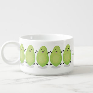 Cute kawaii papaya paw paw cartoon illustration bowl