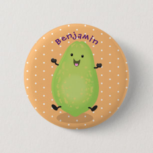 Cute kawaii papaya paw paw cartoon illustration button