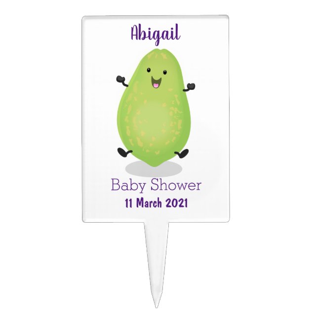 Cute kawaii papaya paw paw cartoon illustration cake topper (Front)