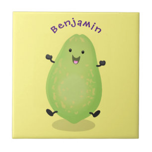 Cute kawaii papaya paw paw cartoon illustration ceramic tile