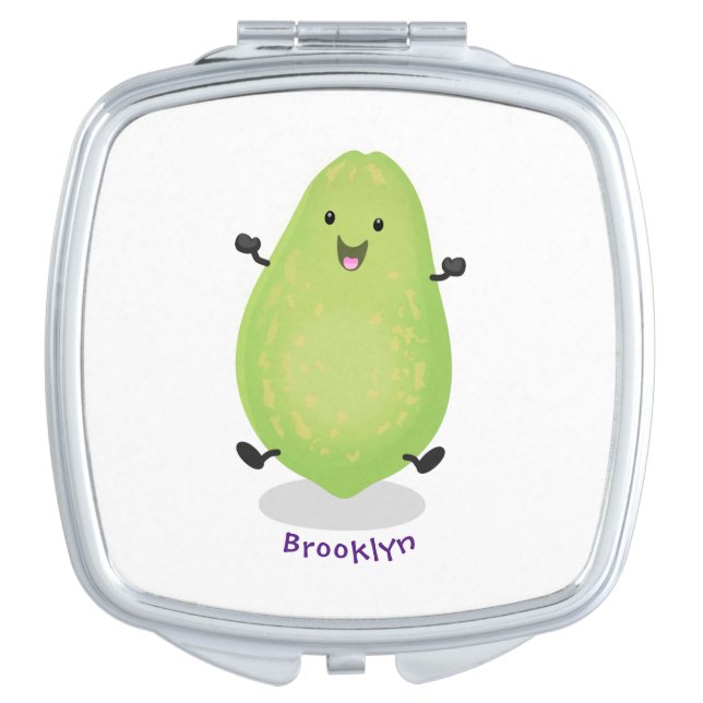Cute kawaii papaya paw paw cartoon illustration compact mirror (Front)