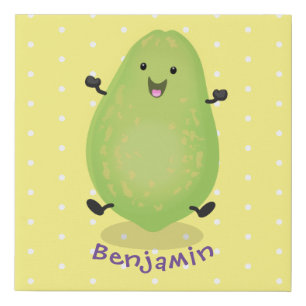 Cute kawaii papaya paw paw cartoon illustration faux canvas print