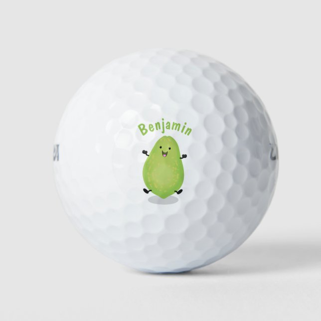Cute kawaii papaya paw paw cartoon illustration golf balls (Front)