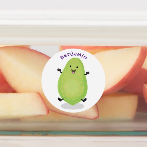 Cute kawaii papaya paw paw cartoon illustration labels