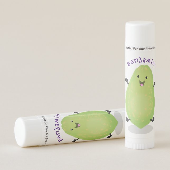 Cute kawaii papaya paw paw cartoon illustration lip balm (Front)