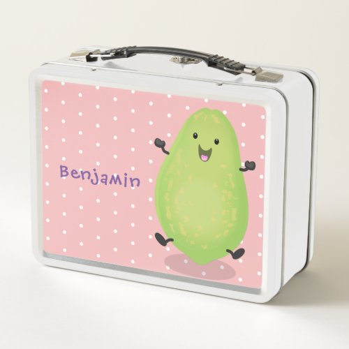 Cute kawaii papaya paw paw cartoon illustration metal lunch box