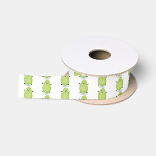 Cute kawaii papaya paw paw cartoon illustration satin ribbon