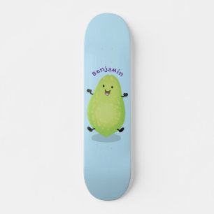 Cute kawaii papaya paw paw cartoon illustration skateboard