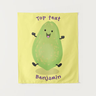 Cute kawaii papaya paw paw cartoon illustration tapestry