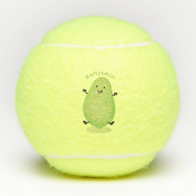 Cute kawaii papaya paw paw cartoon illustration tennis balls (Front)