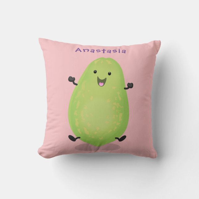 Cute kawaii papaya paw paw cartoon illustration throw pillow (Front)