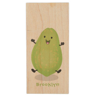 Cute kawaii papaya paw paw cartoon illustration wood flash drive