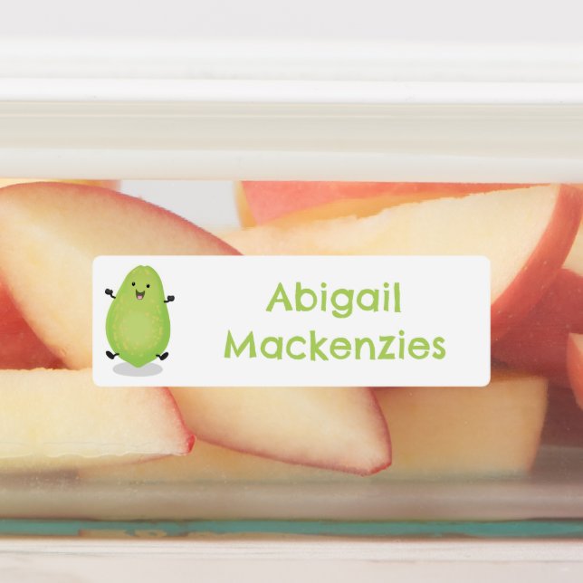 Cute kawaii papaya paw paw cartoon personalized  labels (Affixed)