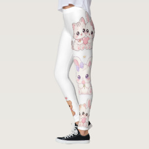Cute Kawaii Pastel Animal Friends Pattern Leggings