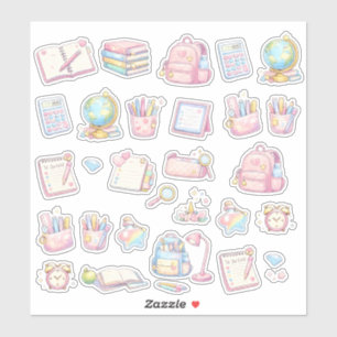 Cute Kawaii Pastel Back to School Stationery Sticker