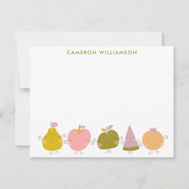 Cute Kawaii Pastel Fruit Personalized Stationery Note Card (Front)