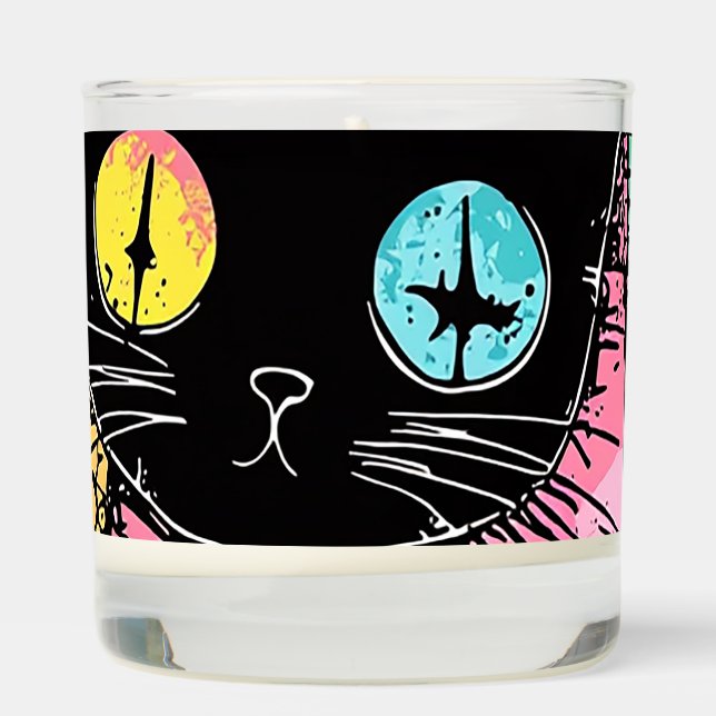 Cute Kawaii Pastel Goth Patchwork Creepy Cat Scented Candle (Right)
