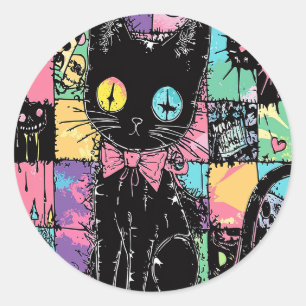 Cute Kawaii Pastel Goth Patchwork Gothic Creepy Classic Round Sticker