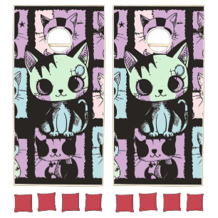 Cute Kawaii Pastel Goth Patchwork Gothic Creepy Cornhole Set