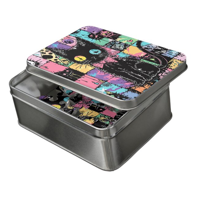 Cute Kawaii Pastel Goth Patchwork Gothic Creepy Jigsaw Puzzle (Lid Open)
