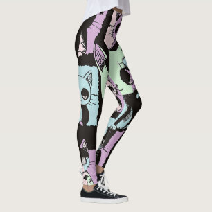 Cute Kawaii Pastel Goth Patchwork Gothic Creepy Leggings