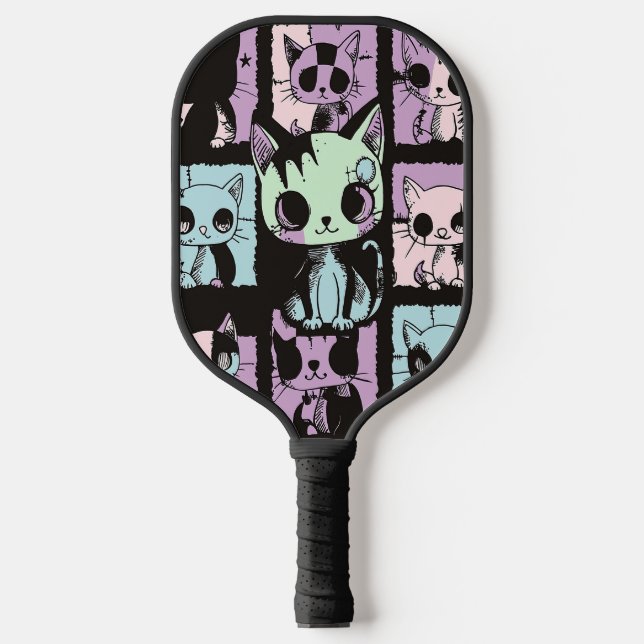 Cute Kawaii Pastel Goth Patchwork Gothic Creepy Pickleball Paddle (Front)