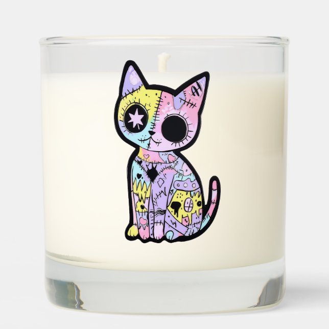 Cute Kawaii Pastel Goth Patchwork Gothic Creepy Scented Candle (Front)