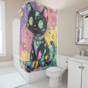 Cute Kawaii Pastel Goth Patchwork Gothic Creepy Shower Curtain