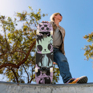 Cute Kawaii Pastel Goth Patchwork Gothic Creepy Skateboard