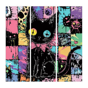 Cute Kawaii Pastel Goth Patchwork Gothic Creepy Triptych