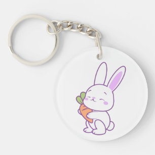Cute Kawaii Pastel Purple Bunny Carrot Acrylic Keychain