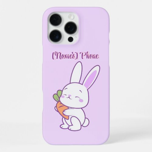 Cute Kawaii Pastel Purple Bunny with Carrot Custom iPhone 16 Pro Max Case