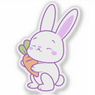 Cute Kawaii Pastel Purple Bunny with Carrot Sticker