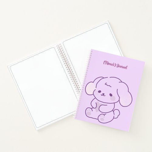 Cute Kawaii Pastel Purple Fluffy Puppy Dog Custom  Notebook