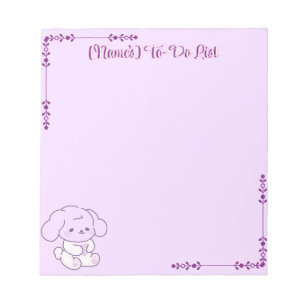 Cute Kawaii Pastel Purple Fluffy Puppy dog Custom Notepad