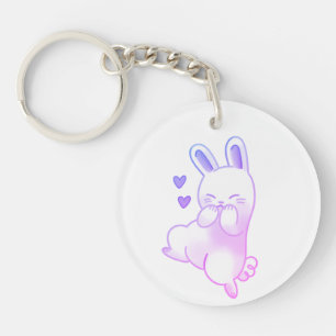 Cute Kawaii Pastel Purple Giggling Bunny Acrylic Keychain
