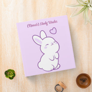 Cute Kawaii Pastel Purple Looking Up Bunny Custom 3 Ring Binder