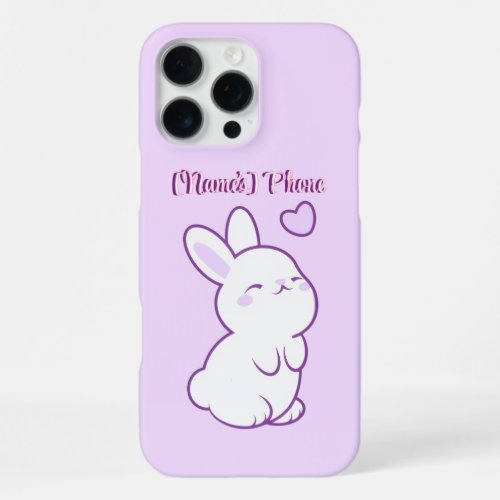 Cute Kawaii Pastel Purple Looking Up Bunny Custom iPhone 16 Pro Max Case